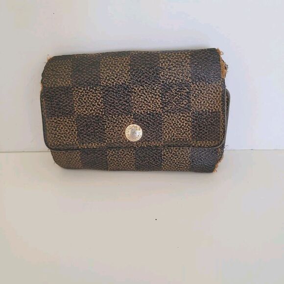 Authentic Louis Vuitton Damier Multicles 6 Key Hooks Case Brown Small Check - Picture 1 of 9